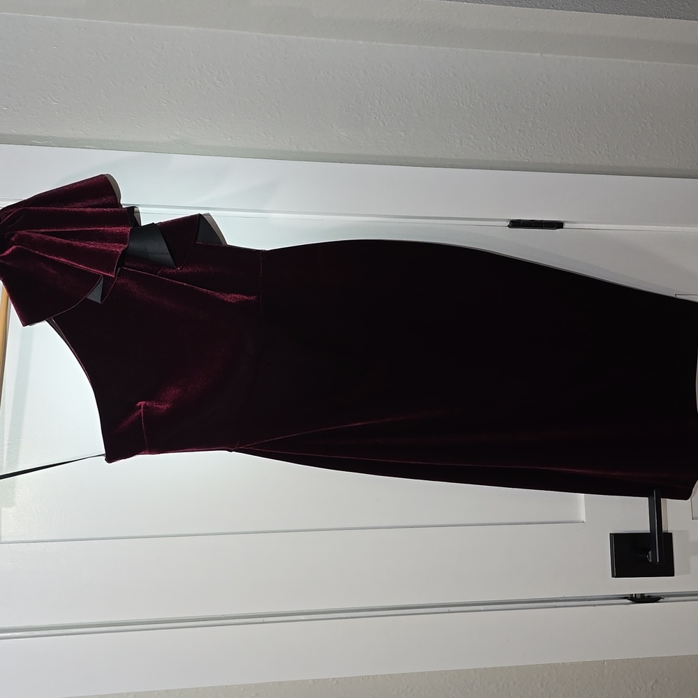 Chic One-Shoulder Velvet Dress in Deep Burgundy